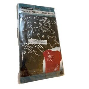 Next Style Iron On Rhinestones And Studs Skull Star Music